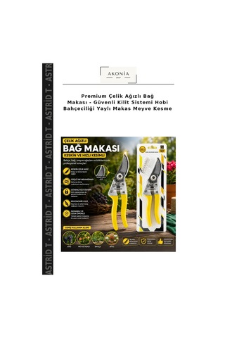 Premium Çelik Ağızlı Bağ Makası - Güvenli Kilit Sistemi Hobi Bahçeciliği Yaylı Makas Meyve Kesme