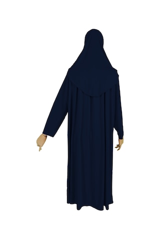 Pratik Tek Parça Organik Kız Çocuk Namaz Elbisesi Lacivert