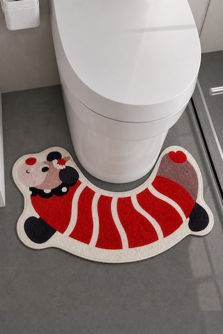 Chiliai Home 40x70 cm Dijital Kaymaz Yıkanabilir Banyo Paspası, Redgo