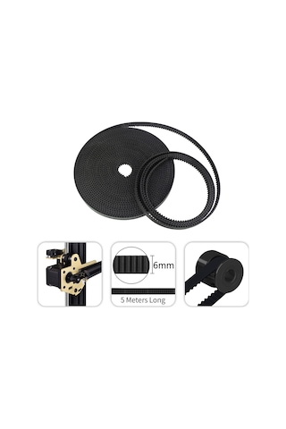 Yaleker Aibecy 3d Yazıcı Aksesuarı: 5m Gt2-6mm Kauçuk Senkron Kayış + 5 Adet 20 Dişli Metal Zımbası + 1 Adet Anahtar Seti