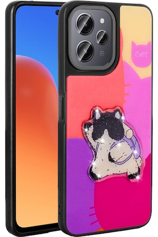 Xiaomi Redmi 12 4g İle Uyumlu Kılıf Parlayan Kabartmalı İkonik Figürlü Silikon Kapak