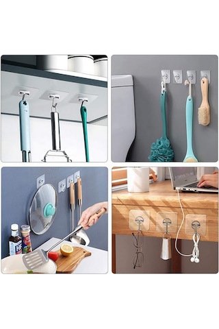 MSO 5 Adet Süper Güçlü Pratik Paslanmaz Kanca Askı Şeffaf