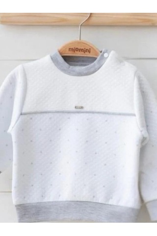 Miomini Baby Erkek Bebek Kapitone Sweatshirt Kadife Pantolonlu Takım-14958 Mavi