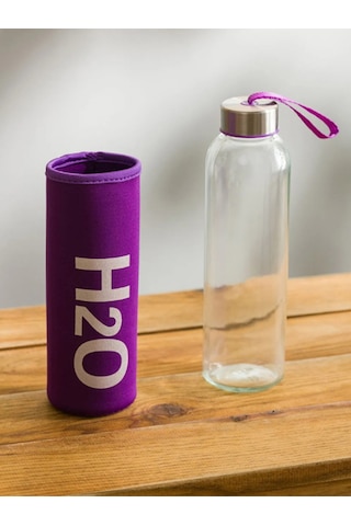 H2o Peluş Kılıflı Cam Matara - Mix Mor