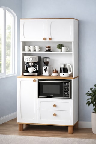 Lizbon Kahve Köşesi + Çok Amaçlı Raflı Kapaklı Dolap - 80cm Renkli