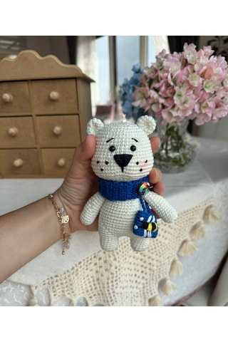 Amigurumi Çantalı Minik Kutup Ayısı 16 Cm