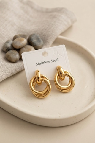 316l Çelik Gold Renk Halka Model Küpe Altın - Çok Renkli