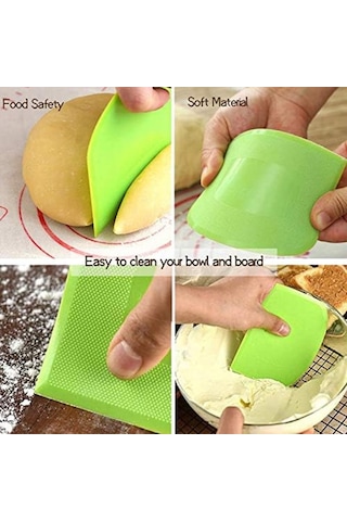 Ximistore9 Hessenwood Hamur Karıştırıcı Seti: 2 Paslanmaz Çelik Mikser + 2 Pizza/sourdough Hamur Spatula - Ahşap + Yeşil Gümüş