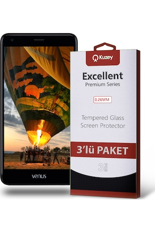 Vestel Venüs V4 ile Uyumlu Kırılmaz Temperli Ekran Koruyucu Cam Ekonomik 3'lü Paket