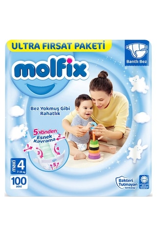 Molfix Bebek Bezi Ultra Fırsat Paketi Maxi 4 No 100 lü