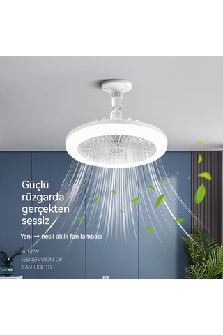 50we27 Vidalı Üç Renkli Evrensel Kafa Uzaktan Kumanda Fan Işığı-b Beyaz
