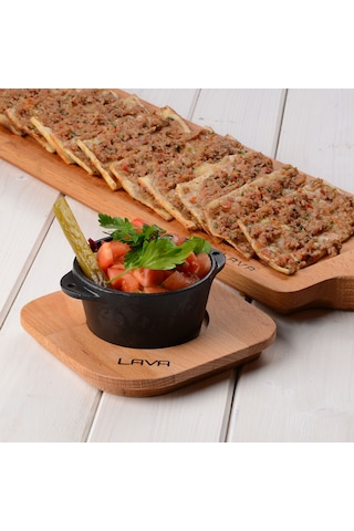 Lava Döküm Yuvarlak Sufle / Sos Kabı ve Ahşap Altlığı. Çap(Ø)8cm.