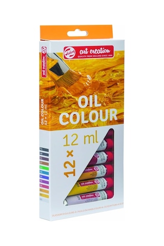 Talens 12 Renk Yağlı Boya 1 Paket Art Creation Oil Colour 12x12ml Yağlı Boya Seti Canlı Renkler Tuval Resim Çok Renkli