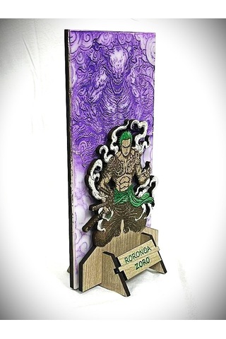 Dükkan Design Lazer Kazıma El Boyama One Piece Roronoa Zoro Ahşap Biblo Çok Renkli