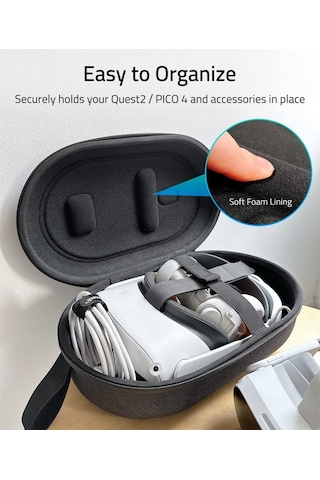 Large Sert Taşıma Çantası Meta Quest 3s/3/oculus 2/pico 4 Uyumlu Siyah M42-bm