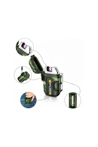 Trendooze Gaojunshop01 Siyah Phfrq Çift Yaylı Usb Şarjlı Kamp Çakmak, Unik Hediye Siyah