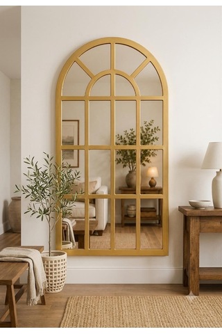 Pencere Model Dekoratif Duvar Aynası 123 X 70 Cm Gold Kemer Formlu Çerçeve Çok Renkli