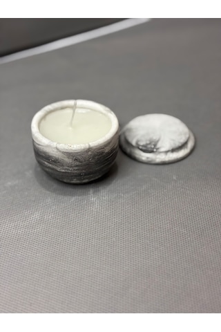 Mini Beton Kase Mum Dekoratif Mermer Desen