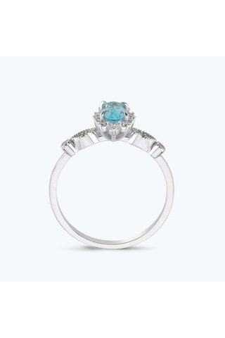 Altınbaş Pırlanta Mavi Topaz Oval Yüzük Pnf002skt-14k