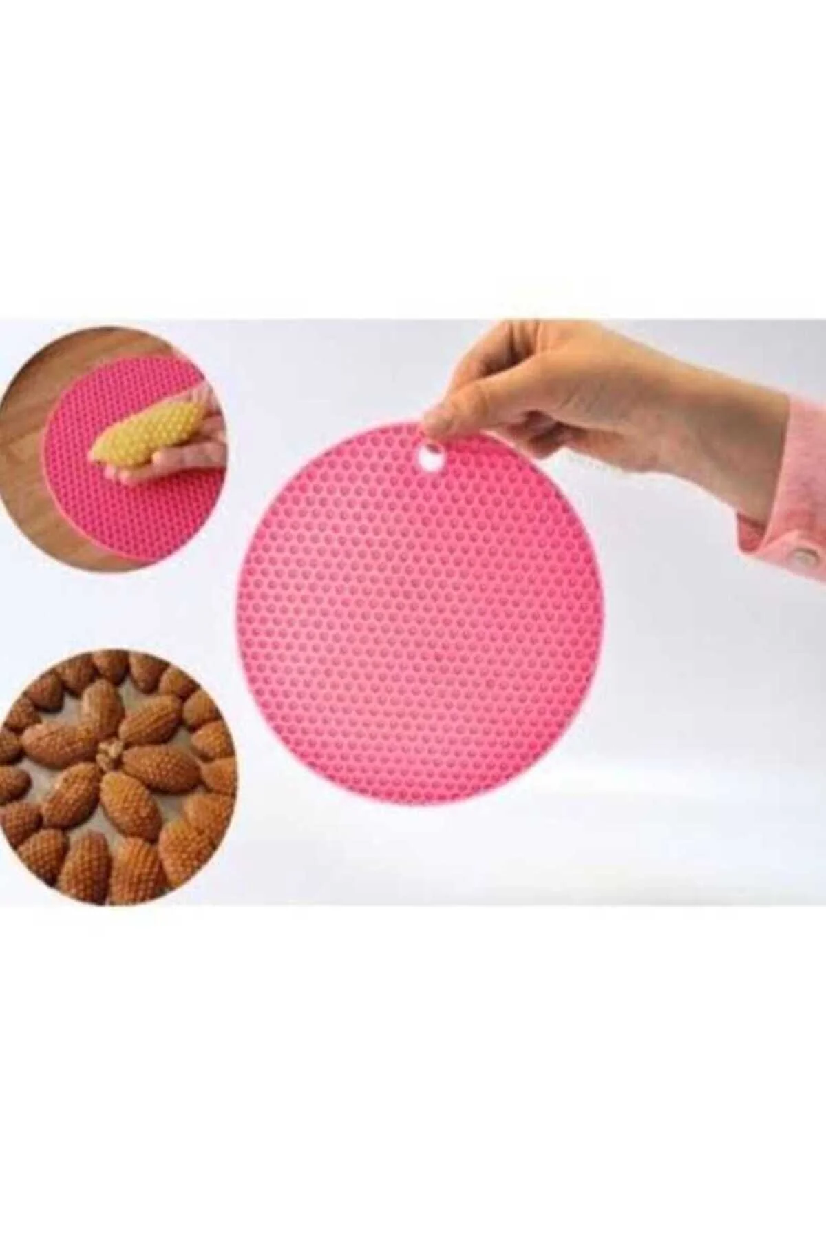 Kırmızı Daire Silikon Nihale Ve Kalburabastı Yapma Aparatı Pembe