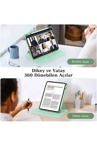 Apple Uyumlu iPad Air 13 2025 M3 Çip 360 Dönebilen Yatay Dikey Standlı Fuchsia Pino Tablet Kılıfı Kılıf