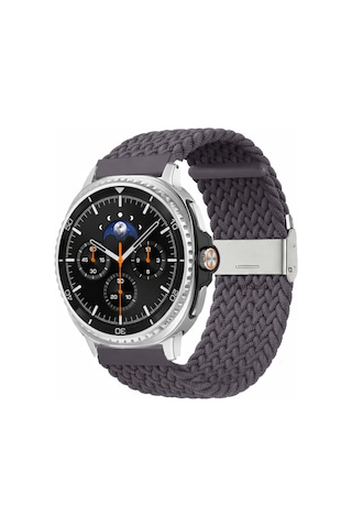 Samsung Galaxy Watch 8 40mm / 44mm / 46mm Classic Uyumlu Metal Clips Kumaş Örgü Akıllı Saat Kordon