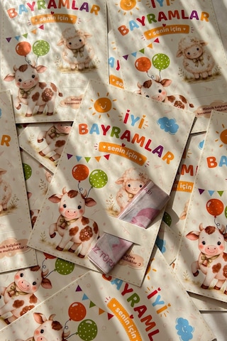 Kurban Bayramı Harçlık Kartı 10 Lu Set Çocuklar İçin Bayramlık Para Ve Hediye Kartı
