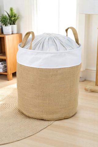 İronika Jüt Kumaş Dolap İçi Organizer Oyuncak Kutusu Eşya Çamaşır Saklama Sepeti Düzenleyici Kutu 5li Set Kahverengi