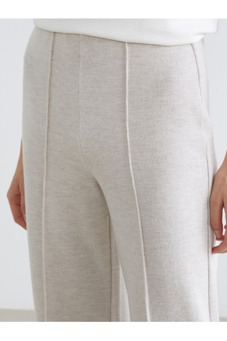 Lcw Comfort Bej Beli Lastikli Geniş Paça Kadın Pantolon