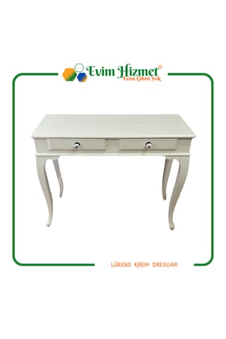 100 Cm Çekmeceli Krem Dresuar & Makyaj Masası Krem