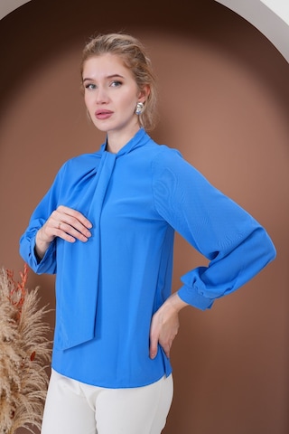 Elegance Bağlamalı Bluz Mavi
