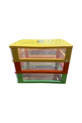 3 Katlı Çekmeceli Kutu Masa Üstü Organizer Çok Renkli