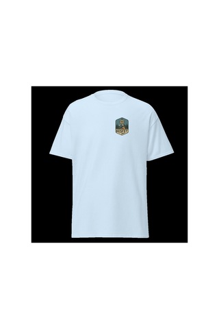 Wildstyle Keşfet Renkli Vintage Dağ Doğa Macera Kamp Rozet Baskılı Unisex Bisiklet Yaka Pamuklu Tişört Bebek Mavisi