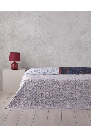 English Home Flora Drape Çift Kişilik Çok Amaçlı Örtü 200x220 Cm Mavi Mavi