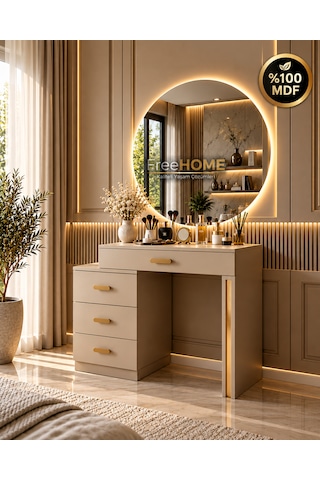 Freehome Asmin Kum Beji Mdf Membran Kapaklı Şifonyer 105x88x40 Kumbeji