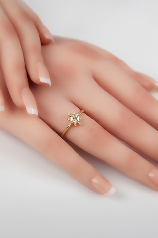 Zultanit Taşlı Zirkon Süslemeli Altın Kaplama Gümüş Bayan Yüzük -7982