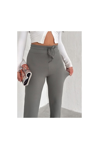 Dechival Kadın Bol Paça Fitilli Pantolon Yazlık Wide Leg Eşofman Altı Haki