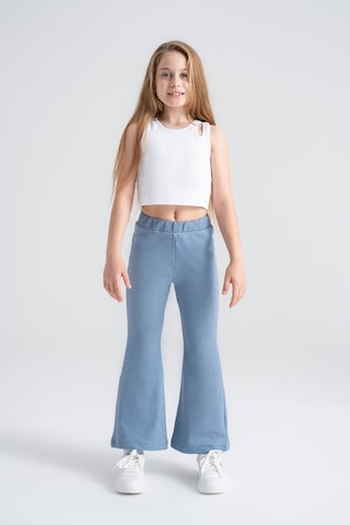 Kız Çocuk Taytı Pamuklu Esnek Mavi Denim Görünümlü Mavi