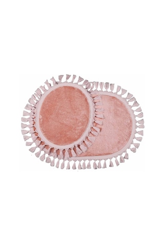 My Evilla Modern Simirna Dekoratif Peluş Oval Ponpon Saçaklı Klozet Takımı 001