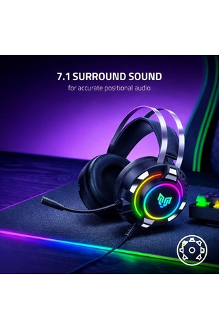 Soundgate Rgb 7.1 Usb Gaming Mikrofonlu Oyuncu Kulaklığı, 7.1 Surround Ses, Rgb Aydınlatma, Gürültü Engelleyici M