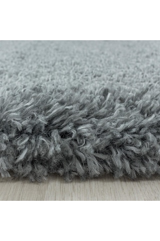 Yuvarlak Halı Yumuşak Süpersoft Yüksek Tüylü 30 Mm Hav Yüksekliğinde Düz Açık Gri Renkli Shaggy Halı
