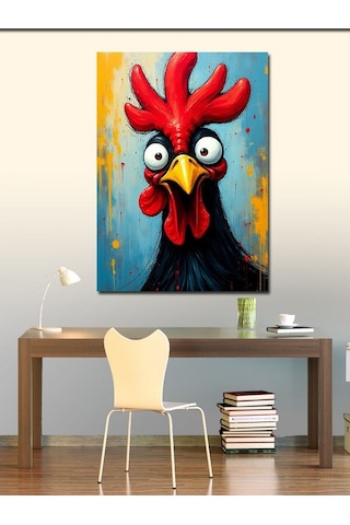 Kanvas Tablo Komik Kırmızı Horoz 70cmx100cm