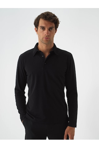 Xint Siyah Modal Dokulu Slim Fit Uzun Kollu Tişört 502280
