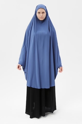Altobeh Kadın Tesettür Medine İpeği Çarşaf Üstü Peçeli Sufle Hijab Koyu Kot