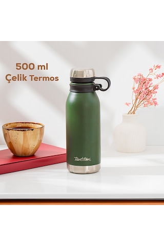 Porsima Çift Katmanlı Ka-036 Koyu Yeşil Paslanmaz Çelik Termos