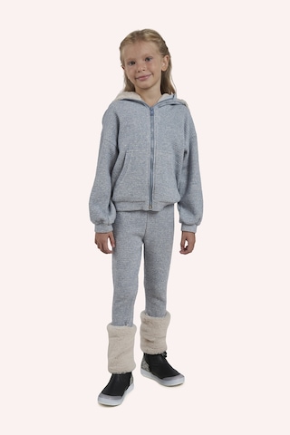 Kız Çocuk Paçası Kürk Detaylı Mavi Örme Triko Tayt 636109 2421GK12008