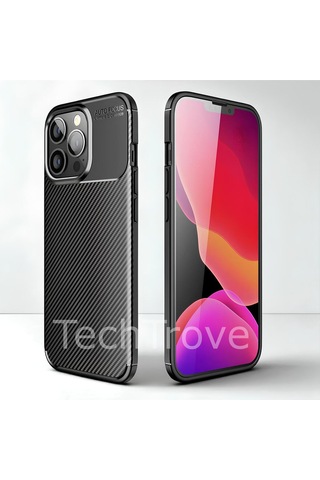Apple Uyumlu iPhone 13 Pro Max Kılıf Kamera Korumalı Darbe Emici Karbon Fiber Desenli Renk Atmaz Silikon Kapak