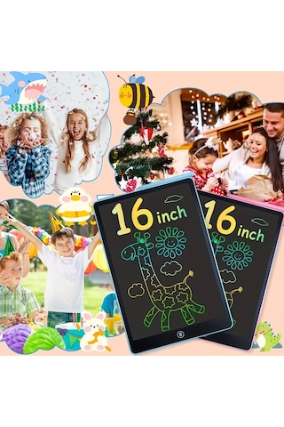 Userfriendly11 Kızlar Ve Erkekler İçin 16 İnç Lcd Yazı Tahtası Pembe Stilus Kalem Çizim Pad Eğitici Hediye