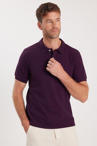 Tudors Erkek Slim Fit Dar Kesim Pamuklu Yumuşak Dokulu Serin Tutan Kumaş Düz Pike Mürdüm Polo Yaka Tişört-33709 MÜRDÜM