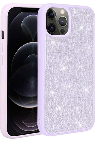 Apple Uyumlu iPhone 12 Pro Max Kılıf Parlak Taşlı Tasarım Zore Ston Kapak Lila